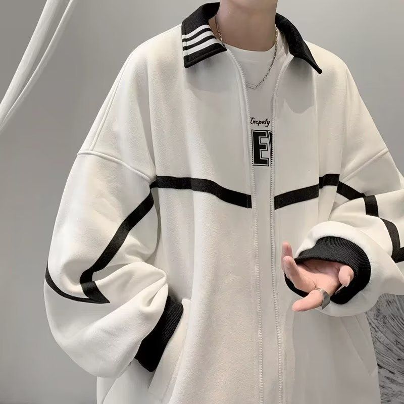 Korean Style Men's High-End Ins Trend Spring And Autumn Top Casual Loose Trendy Brand American Baseball Jacket_viptrois.com