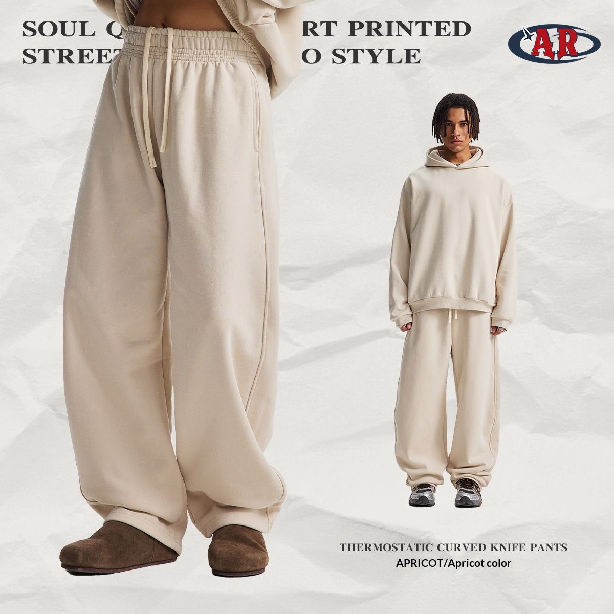 Pure ARTIE Clothing|2025 New Fleece-Lined Thickened Warm Trendy Brand Hooded Men's Loose Fit Sports Casual Couple Set_viptrois.com