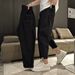 Men's Tapered Casual Trousers Lightweight Straight Leg Workwear Ankle Pants Black Relaxed Fit S-3XL_viptrois.com