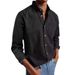 Men's Clothing Men's Retro Long Sleeve Shirt Solid Color Lapel Style Men's Clothing For Formal & Casual For Men_viptrois.com