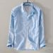 Men's Linen Shirt - Breathable Cotton Blend Short/Long Sleeve Casual Shirt For Spring & Summer | Relaxed Fit V-Neck Top_viptrois.com