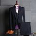Elegant Men's 3-Piece Slim Fit Suit Set - Wedding Banquet Business Blazer Vest & Pants (Black/Navy, S-4XL)_viptrois.com