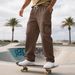 Men's Workwear Cargo Pants – Multi-Pocket Straight-Leg Drawstring Trousers (S-XXXL, Stretch Polyester, Wrinkle-Free)_viptrois.com