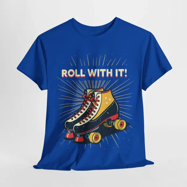 Unisex Retro Roller Skating Tee – Roll With It Fun Graphic Cotton Shirt_viptrois.com