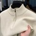 Men’s Half-Zip Stand Collar Knit Sweater – Trendy Casual Pullover For Autumn & Winter, Classic Layering Piece_viptrois.com