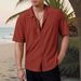 Cross-border Foreign Trade Men's Casual Button-sleeve Shirt Top_viptrois.com