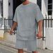 Men's Jacquard Knit Polo Shirt And Shorts Set Breathable Summer Casual Two-Piece Lounge Wear Modern Fit_viptrois.com