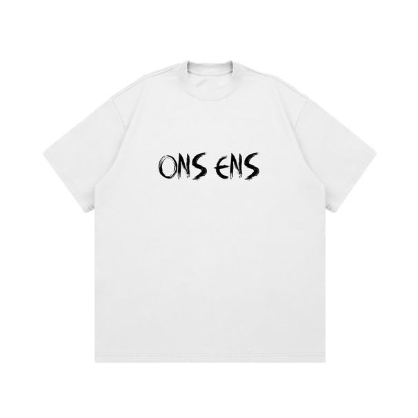American Heavy Small Round Neck ONS ENS Printed Retro Shoulder Short Sleeve American Casual High Street Loose Cotton T-shirt_viptrois.com
