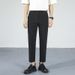 Men's Relaxed Tapered Cropped Trousers Wrinkle Free Loose Fit Straight Leg Drape New Spring Summer Style_viptrois.com