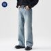 Men's Clothing Men's Washed Straight-Leg Jeans - Relaxed Fit Vintage Denim Pants With Slight Flare, High Cotton Comfort (Blue, Size 28-40)_viptrois.com