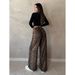 Men's Clothing Leopard Print Casual Trousers For Women, High Waisted Straight Leg, Loose Fit, Elegant Wide Leg Trousers, Floor Length Drape._viptrois.com