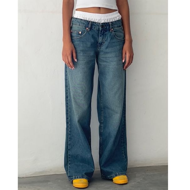 2026 American Retro Low Waist Non-Stretch Washed Straight Women, New Autumn Street Style Wide Leg Jeans_viptrois.com