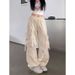 Men's Clothing American Retro Cargo Casual Pants For Women, High Waist, Straight Leg, Wide Leg, Stylish, Loose Fitting, Floor Length Pants_viptrois.com
