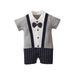 Baby clothing Infant boys and toddlers gentleman bow tie bow tie lapel splicing harbour coat short sleeve onesie_viptrois.com