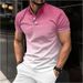 Unbeatable Quality 2025 Spring/Summer New Men's Stand Up Collar Gradient Casual Short Sleeve Golf Henley Shirt_viptrois.com