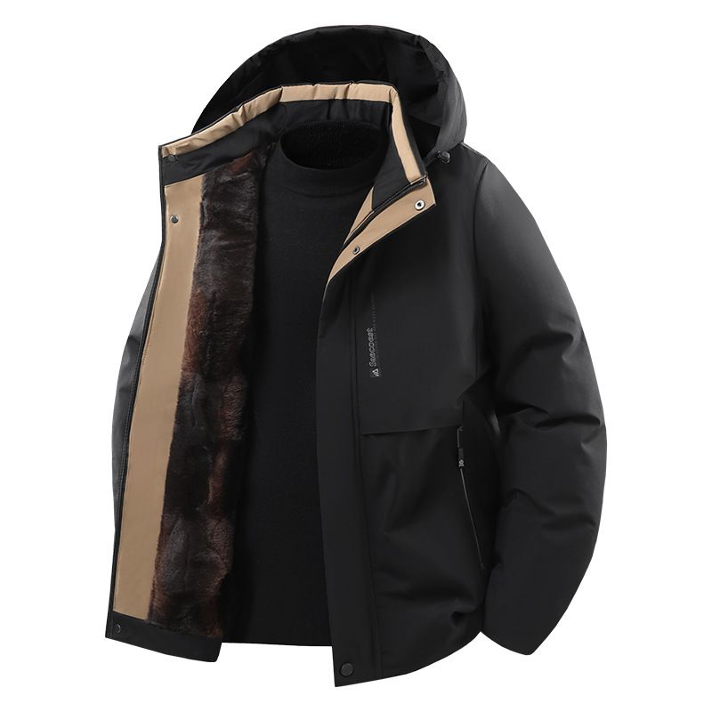Men's Graphene-Infused Thermal Jacket – Detachable Hood, Slim Fit Corduroy Coat (Lightweight Warmth For Fall/Winter, Black/Red/Khaki)_viptrois.com