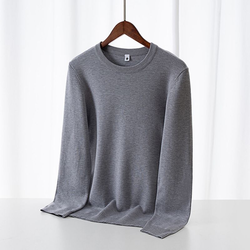 Men's Slim Fit Knit Sweater - Soft Round Neck Long Sleeve Pullover For Winter & Fall, Breathable & Stretchy, Machine Washable_viptrois.com