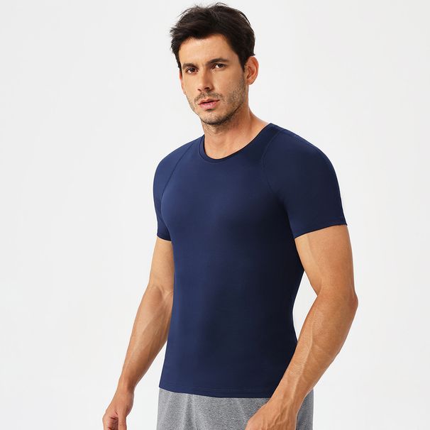 Men's Clothing Short Sleeved High Elastic Breathable Fitness Quick Drying Clothes Moisture Wicking Running Training Sports T Shirt_viptrois.com