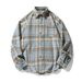 Monochrome Man- American Retro Plaid Long Sleeve Men Spring New Turn-Down Collar Pocket Shirt Textured Loose Couple Jacket For Women_viptrois.com