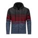 Men’s Winter Knit Cardigan – Fleece-Lined Hooded Sweater, Zipper Front, Casual & Warm (M-XXXL, Grey/Red/Blue)_viptrois.com