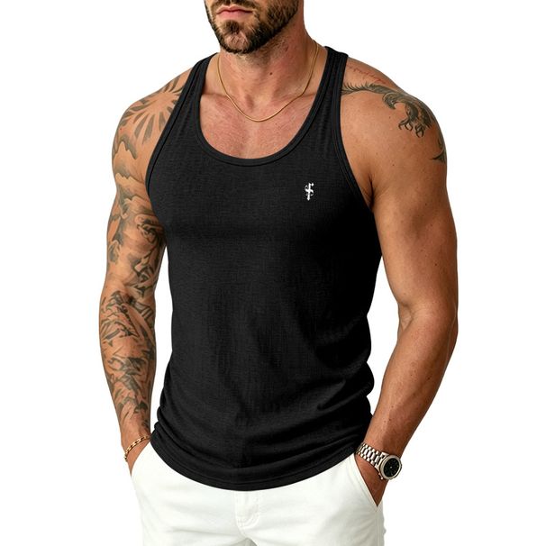 Men's Clothing High Elastic Ribbed Vest Slim Fit Sleeveless Base Layer Gym Top American_viptrois.com