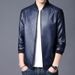Men's Slim Fit PU Leather Jacket Biker Coat With Zipper Details, Lightweight Motorcycle-Inspired Jacket For Spring & Fall_viptrois.com