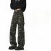 Camouflage Jeans Men's And Women's Autumn Heavy Tide Brand Loose And Old Deconstruction Straight Tooling Trousers_viptrois.com