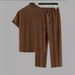 Men's Clothing Striped Short Sleeved Shirt Button Down Lapel Suit Men's Fashion_viptrois.com