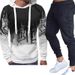 men's clothing new style hooded printed sweatshirt and sweatpants casual loose fit set_viptrois.com