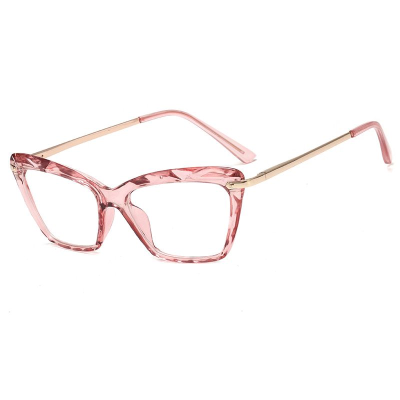 Women's Eyewear Frames New Crystal Multi Faceted Cat Eye Flat Mirror Retro Fashion Black Frame Can Be Matched With Myopia Glasses_viptrois.com