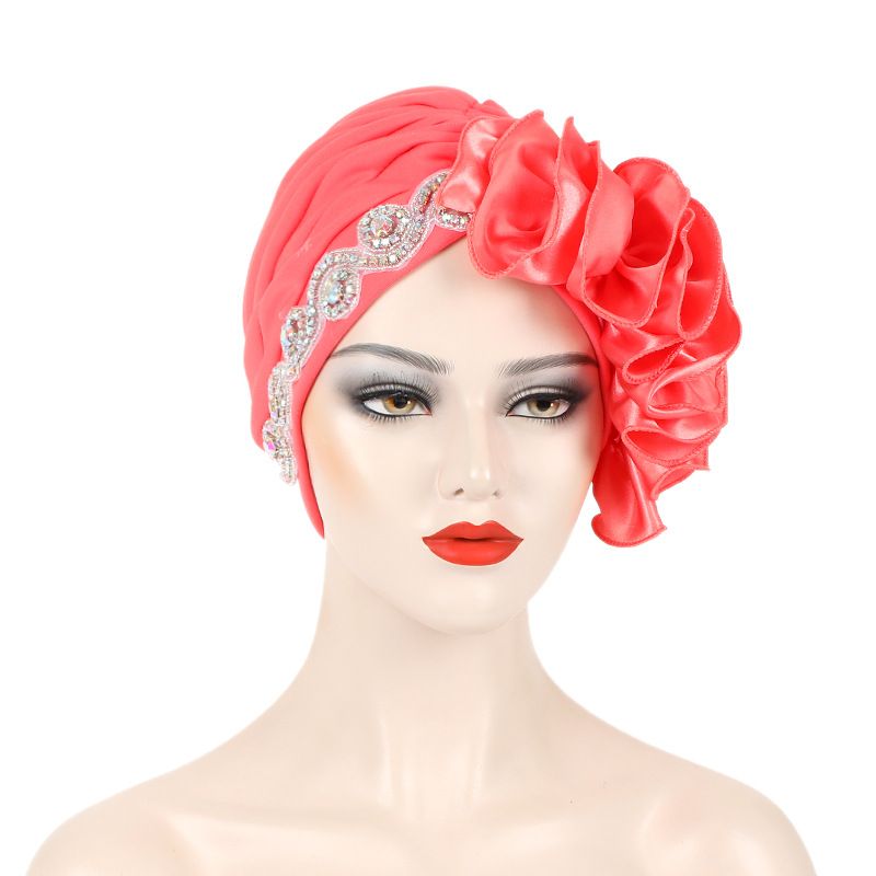 new air layer watermelon hat heavy diamond decoration sticky flower hat Indian hat African hat_viptrois.com