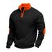 25 American Cross-border New Color Matching Spring And Autumn Loose Casual Velvet Heavy Stand-up Collar Pullover Long-sleeved Sweater_viptrois.com