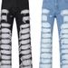 Men's Clothing Corroded Split Patch Jeans Men's High Street Loose Straight Beggar Trousers_viptrois.com