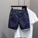 Men's Clothing Denim Shorts Men's Elastic Slim Fit Simple Versatile Denim Shorts Summer Mid Length Pants Couple_viptrois.com