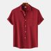Goods 2024 Summer New Solid Color Lapel Short Sleeved Shirt Men's_viptrois.com