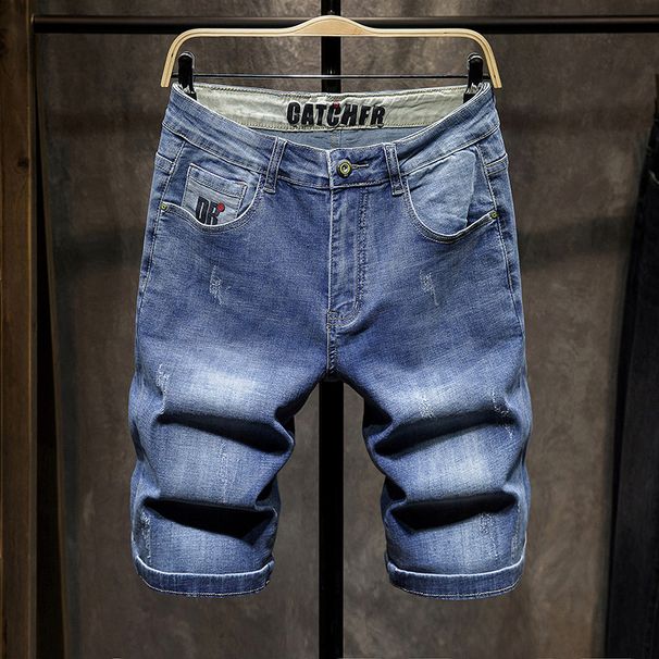Men's Light Blue Denim Shorts Shorts Loose Straight Plus Size Large Pants Fat Guy Pants Mid-Length Pants_viptrois.com