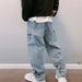 Wide Leg Cargo Pants 2024 Streetwear Baggy Men Jeans Spring Autumn Men Korean Fashion Loose Straight Male Brand Clothing_viptrois.com