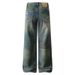 Men's Clothing High Street Ripped Jeans Men's Trendy Brand Handsome Street Retro Old Wide Leg Beggar Pants_viptrois.com