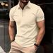 2026 Cross-Border Summer New Men's POLO Shirt Waffle Solid Color Short-Sleeve Zipper T-Shirt Top_viptrois.com