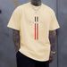 Summer Casual Loose Fit Crew Neck T-Shirt for Men Short Sleeve Parisian Alphabet Print Top_viptrois.com