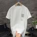 2025 Summer New Men's Short-sleeved Back Letter Printing Round Neck Trendy Half-sleeved Slim-fitting Casual Handsome T-shirt_viptrois.com