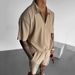 Men's Clothing Zipper Polo Casual Short sleeved Drawstring Shorts Men's Suit_viptrois.com