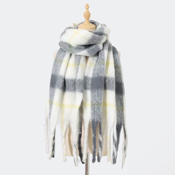 Premium Winter Scarf For Women - Soft Mohair Blend, Classic Plaid Design, Extra Long & Warm Unisex Wrap For Men & Women_viptrois.com