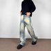 Men's Clothing High Street Tie Dyed Gradient Washed Jeans For Men And Women Retro Vibe Dirty Dyed Loose Straight Flared Wide Leg Pants_viptrois.com