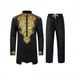 Men's Clothing Muslim Suits Gold Stamped Tops And Trousers 2 Piece Set_viptrois.com