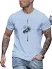 Men's Summer Casual Loose Size 100% Cotton Mountain Compass Pattern Print Round Neck Short Sleeve T-shirt Top_viptrois.com