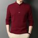 2025 Spring And Autumn Thin Men's Long Sleeve T-Shirt Pure Cotton Stand Collar Top Middle-aged Business Casual T-shirt_viptrois.com