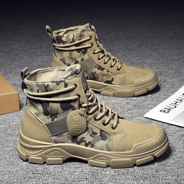 European Warm Series Winter High-top Cotton Shoes With Fleece, Warm Work Camouflage Martin Boots, Men's Outdoor Snow Boots For Northeast_viptrois.com