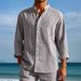 Men's Linen Blend Stripe Shirt - Breathable Long Sleeve Relaxed Fit With Jacquard Detailing (S-XXXL, 7 Colors)_viptrois.com