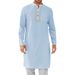 Men's Clothing Fashionable Simple Long Embroidered Muslim Robe_viptrois.com